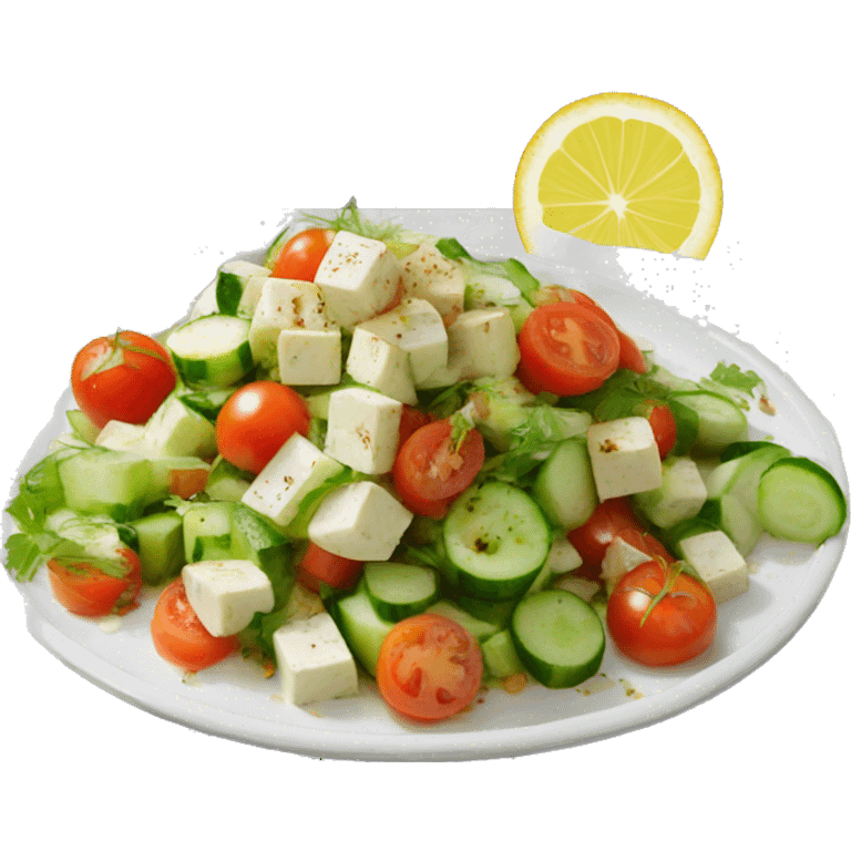 tomato cucumber tofu salad emoji