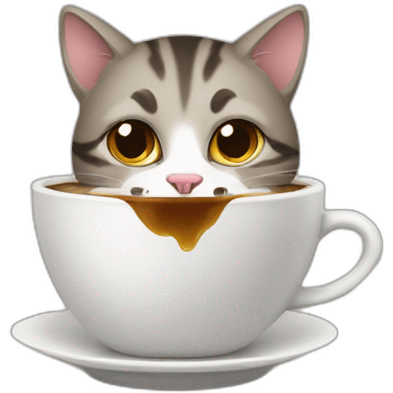 cat drinking coffe emoji