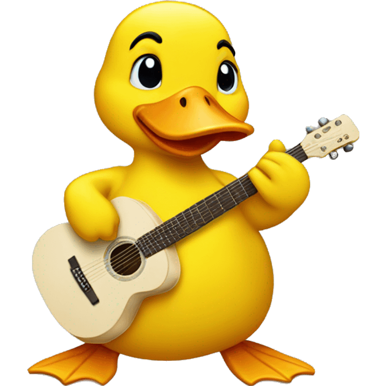 a guitar-playing yellow duck emoji