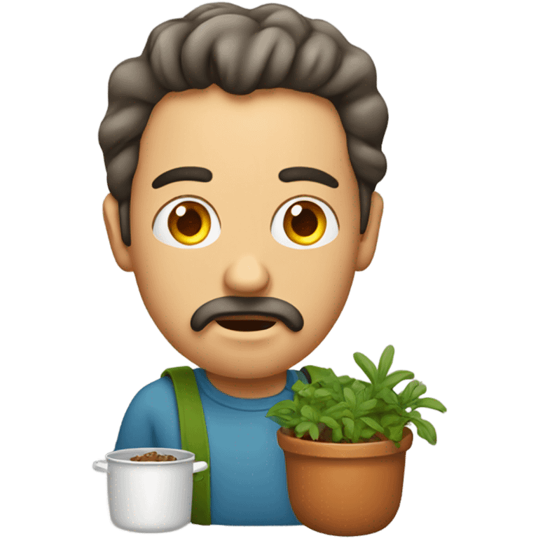 Confused man with pot in tote bag emoji