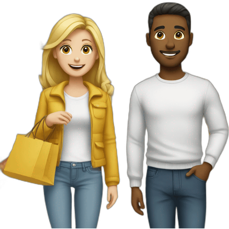 white couple shopping together emoji