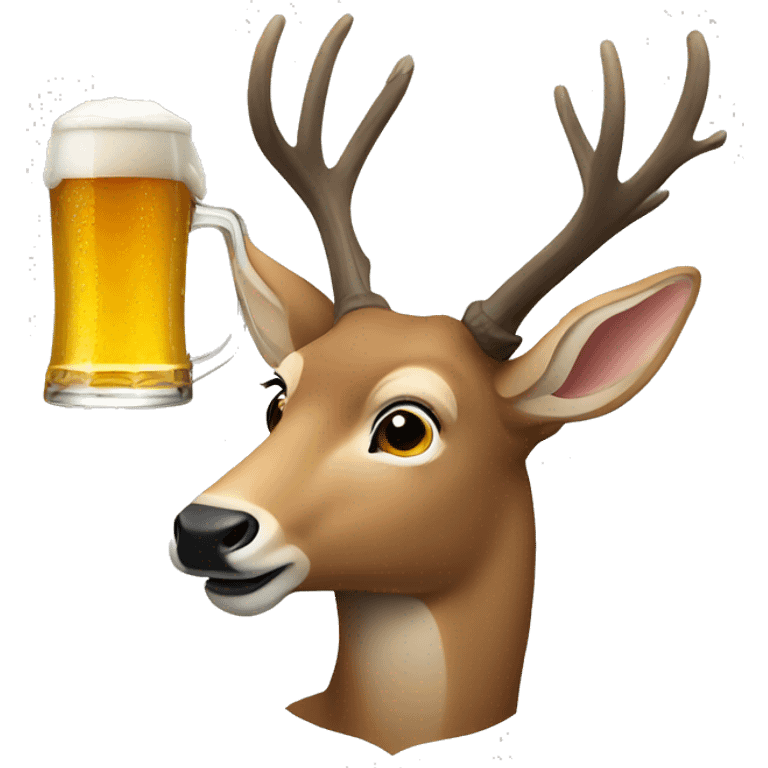 Deer drinking a beer emoji