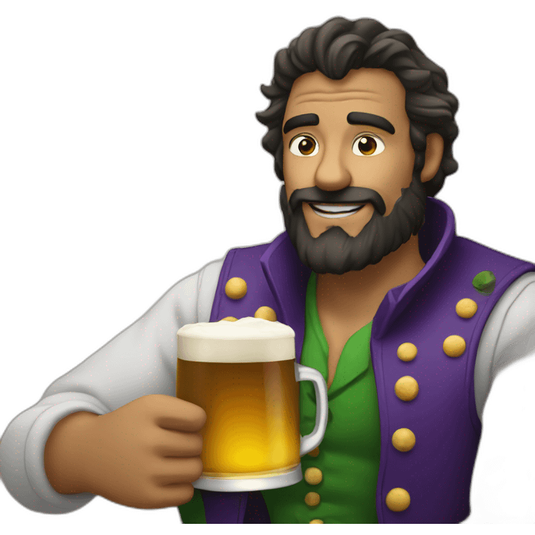 brown guy beard drinking beer with Joker emoji