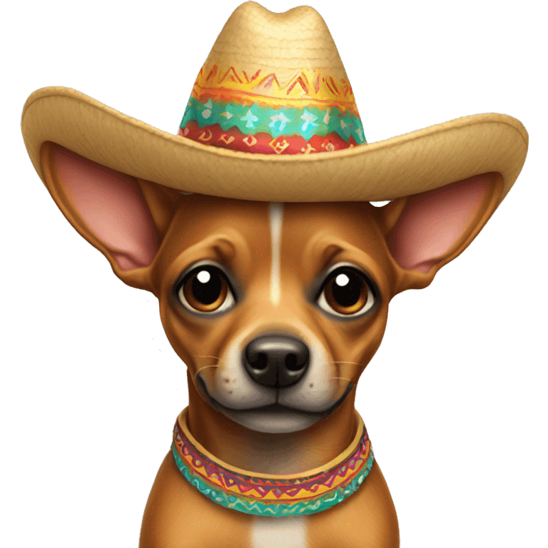 a miniature pincher wearing a sombrero emoji