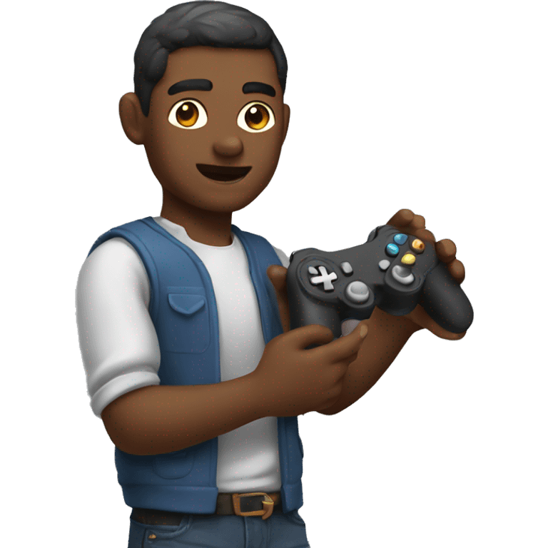 Man playing the video game with controller in hands  emoji