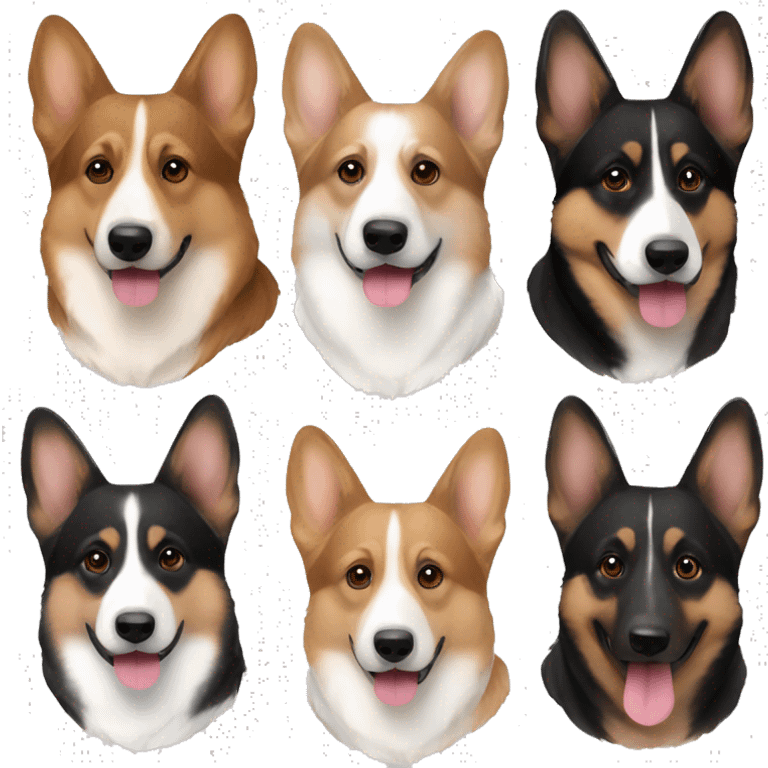 Corgi German shepherd black brown and white emoji