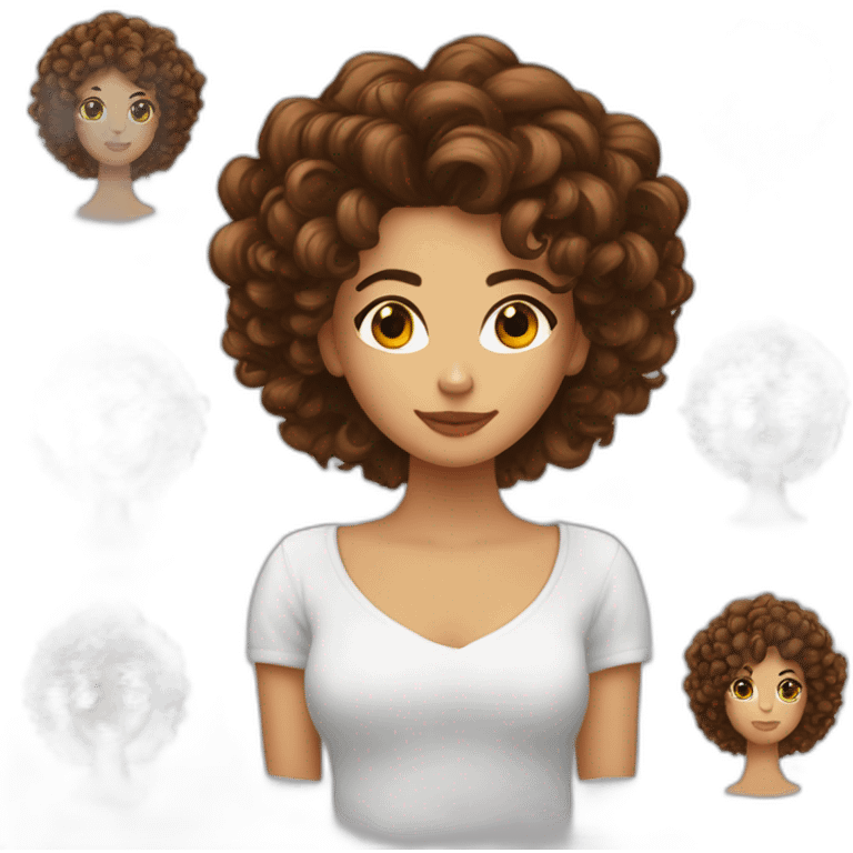 Personne aux cheveux boucles bruns emoji