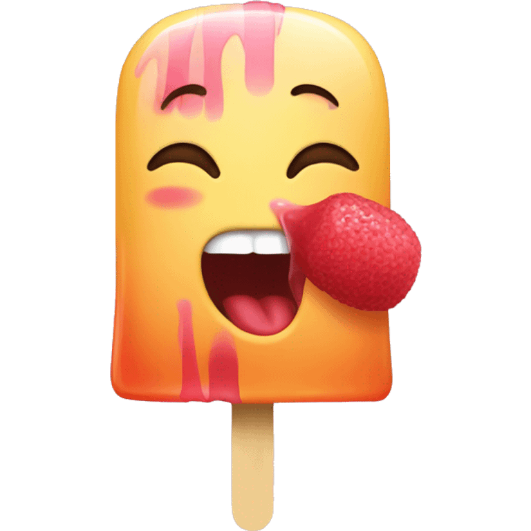 Licking popsicle emoji