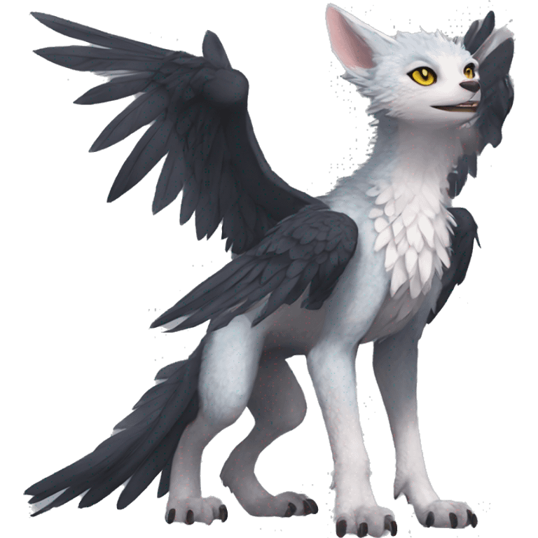 Anthro cool edgy Trico winged animal hybrid full body emoji