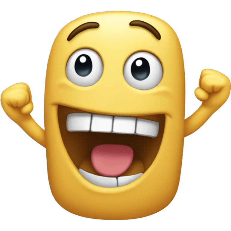 happy face with mouth open and waiving hand emoticon emoji