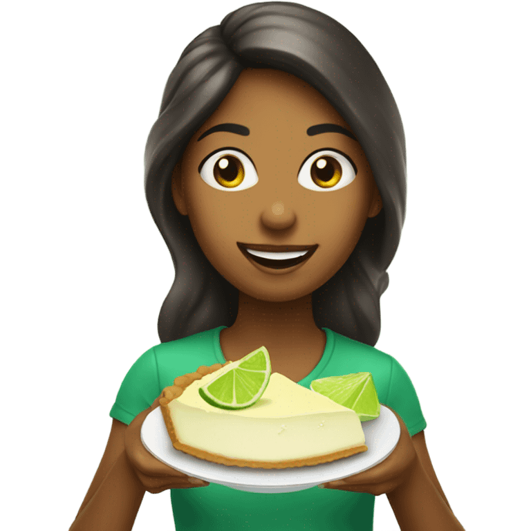 A girl eating key lime pie emoji