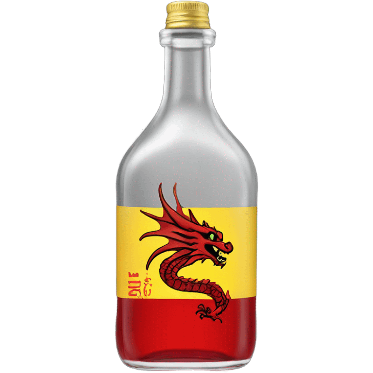 clear alcohol bottle with yellow dragon on a black and red label that says “RUMPZ”  emoji