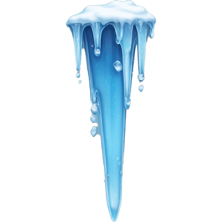 A realistic icicle, translucent and dripping with frost. emoji