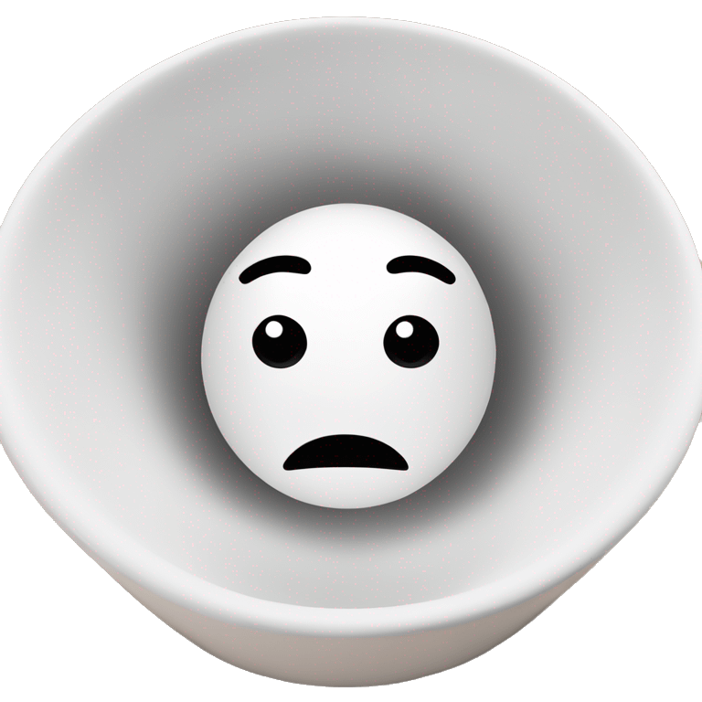 a head inside of a white bowl and a looks has a glossy white box on top emoji