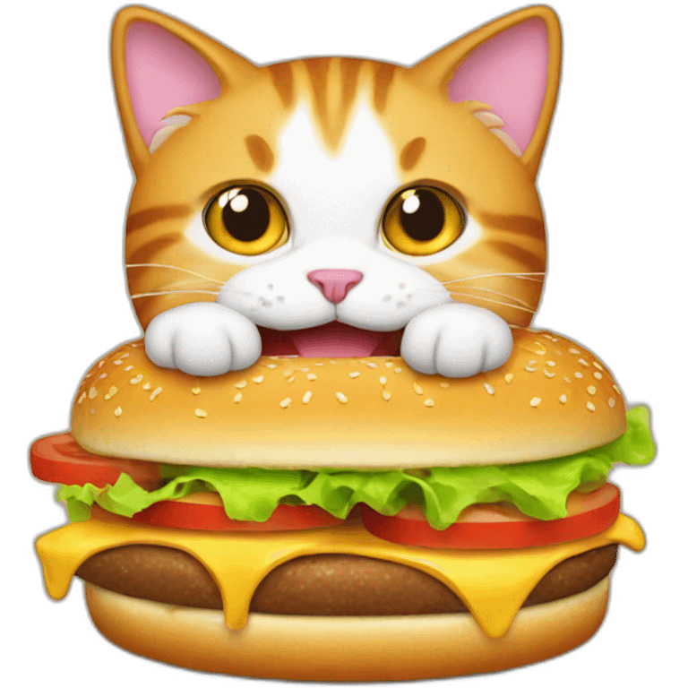 CAT eat burger  emoji