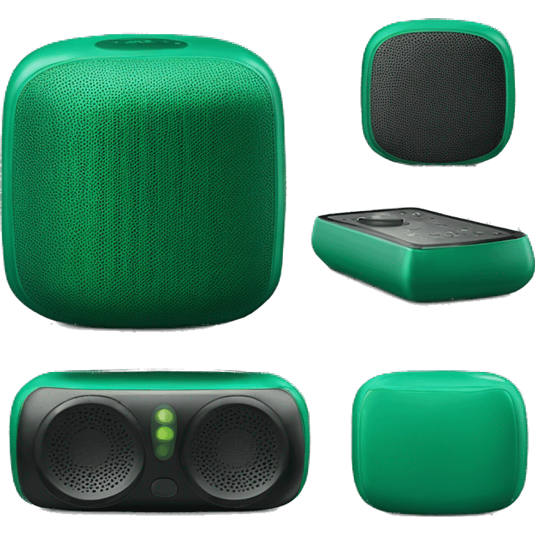 Realistic emerald green portable smart speaker isolated. emoji