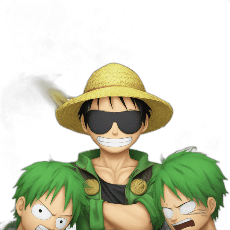 Luffy qui fait un chek a zoro et sanji emoji