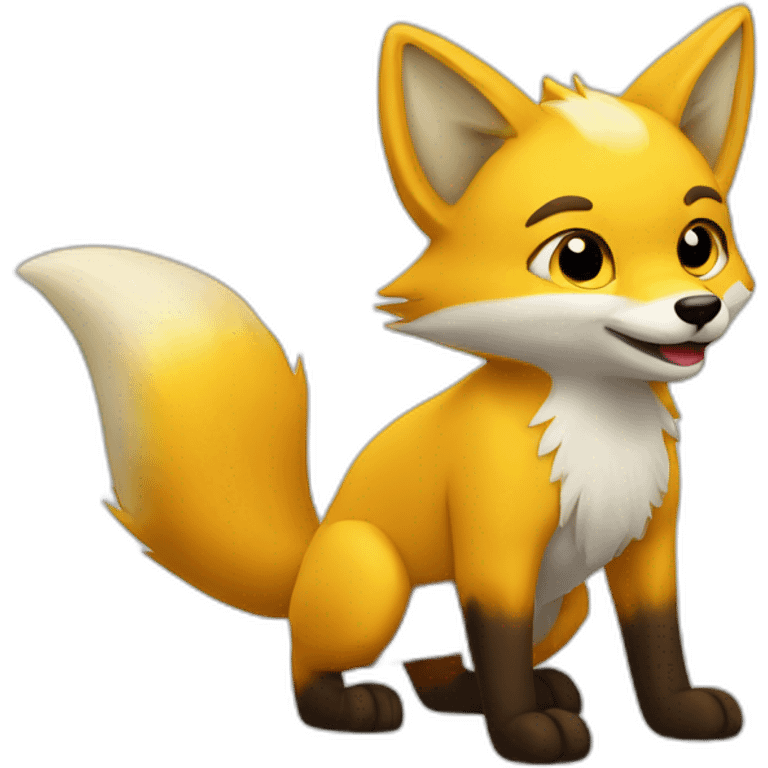 yellow two tailed fox emoji