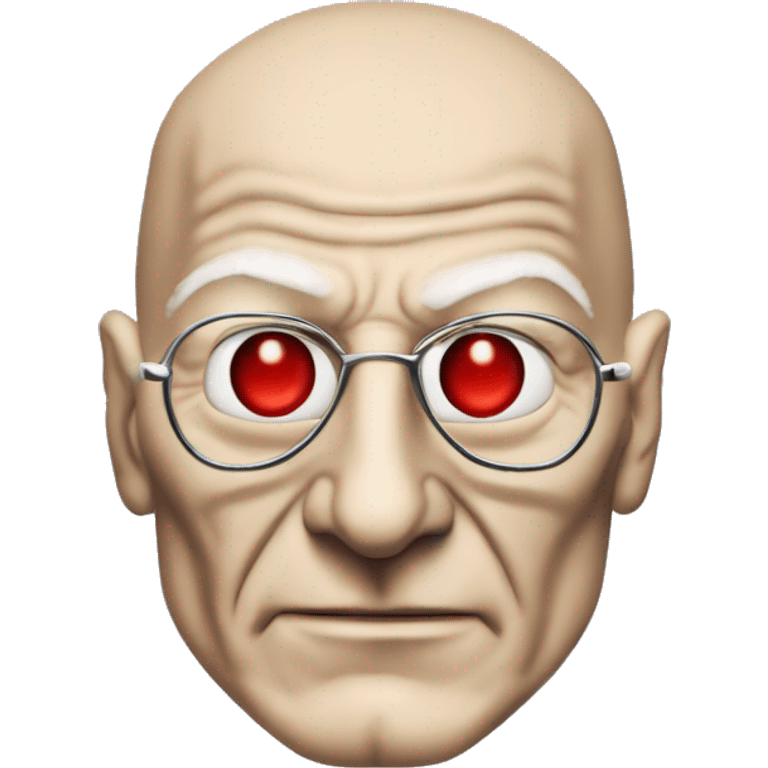 Jean luc picard from Star Trek assimilated by the Borg, with metal covering his eye with a red lens emoji