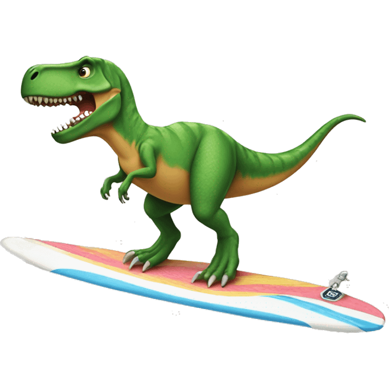 T-Rex riding a surfboard emoji