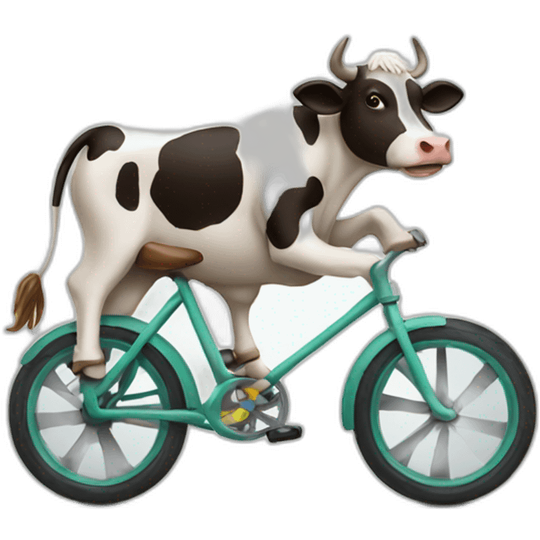 Cow riding bike playing football emoji