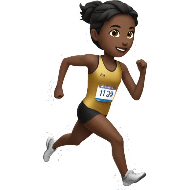 Girl runner wearing gold and black uniform  emoji