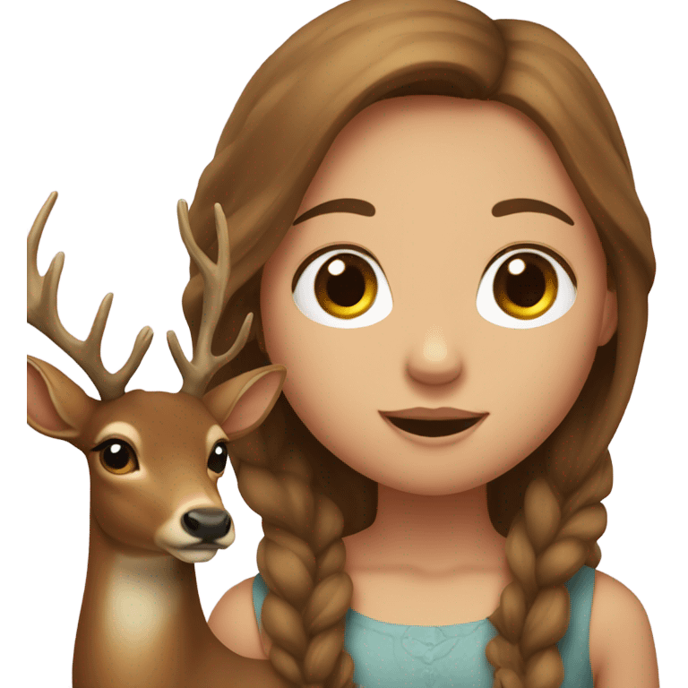 Deer with head of a girl with long brown hair emoji