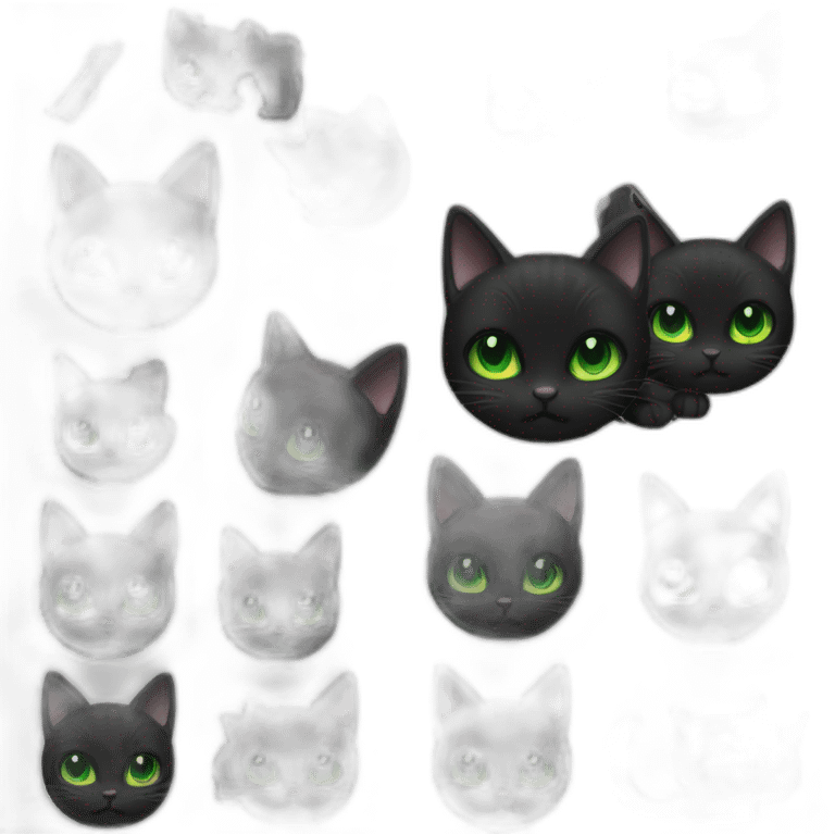 Black cat green eyes withgun emoji