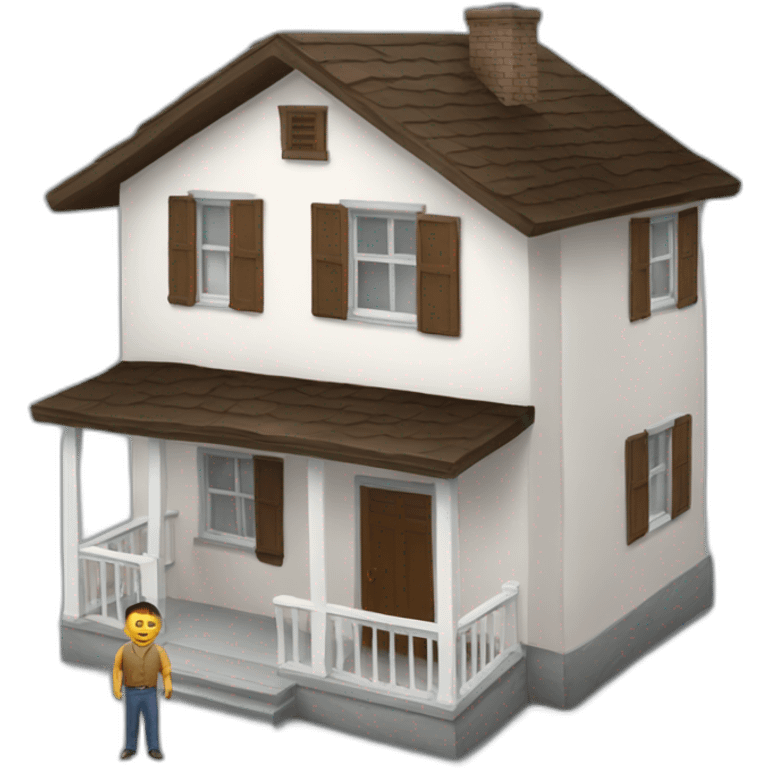 A small house with a large man emoji