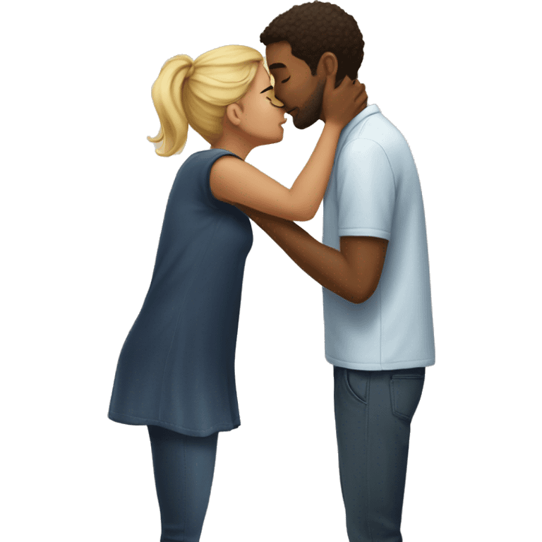 short girl and tall guy kissing emoji