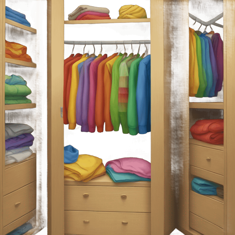 A Closet with a rainbow cloth inside emoji