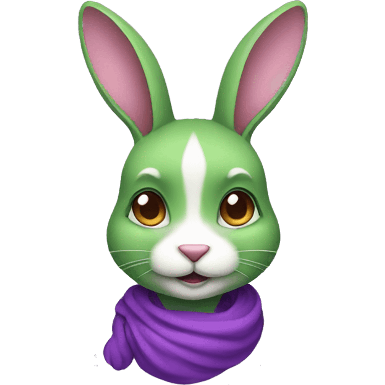 Female green and purple rabbit emoji