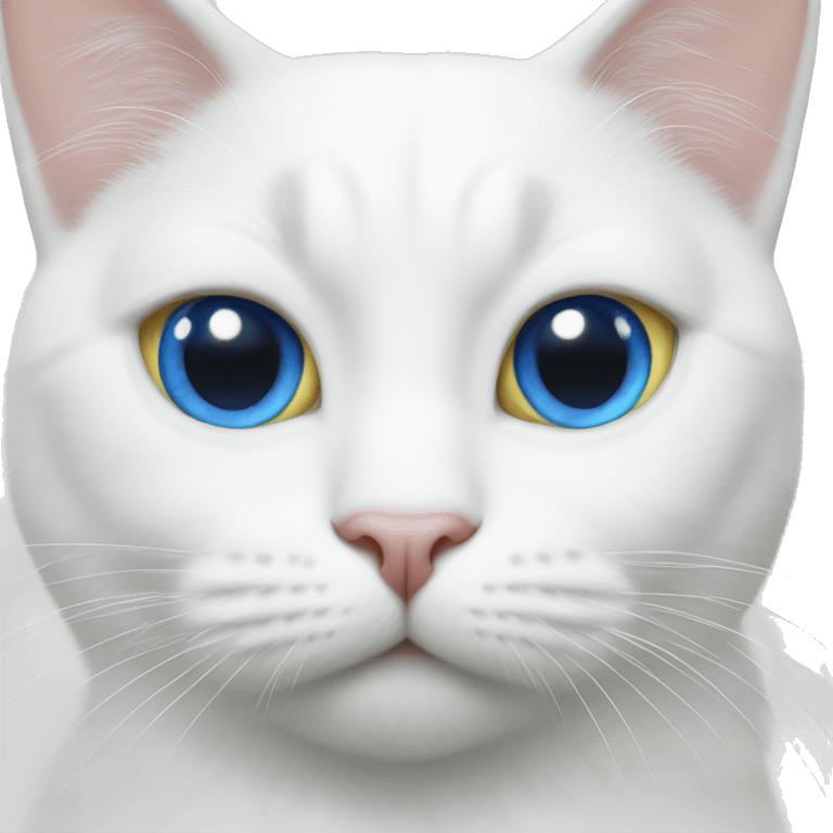 White cat with one blue eye and one yellow eye emoji