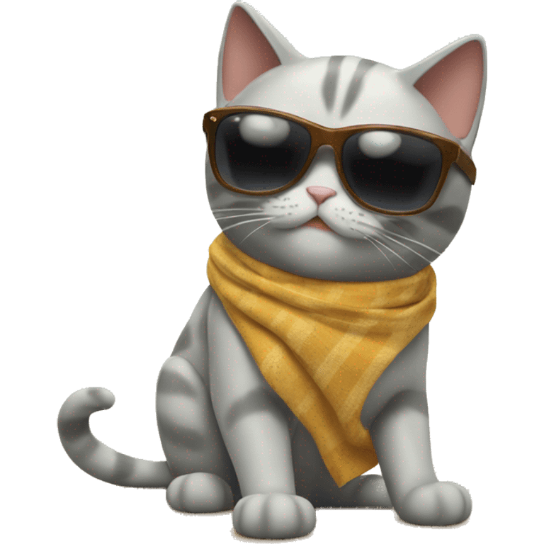 cat in sunglasses on a trip to the beach emoji