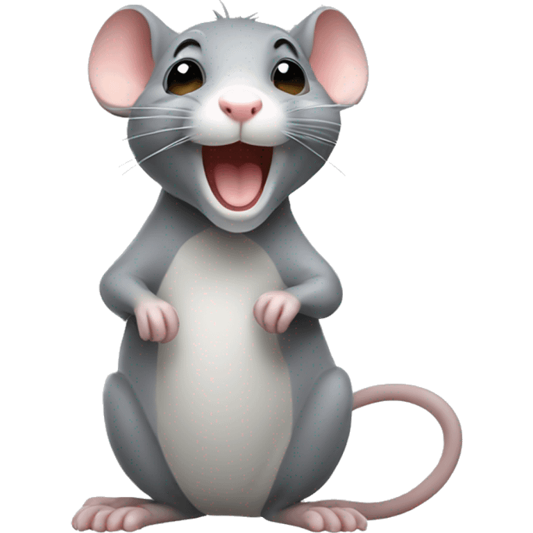 cute grey rat with smiling face emoji