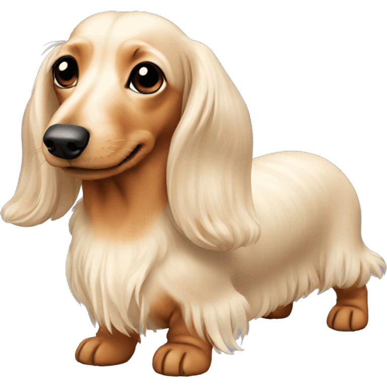 cream long haired dachshund  emoji