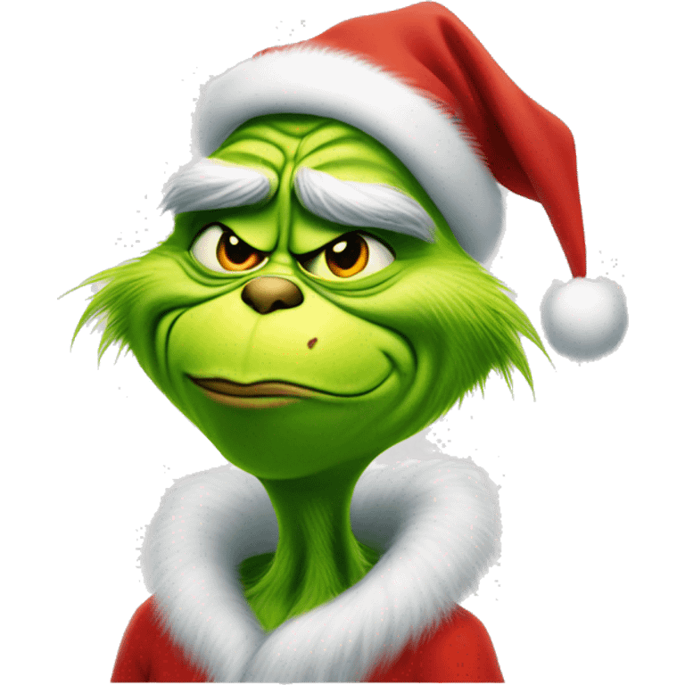 The grinch wearing Santa clothes emoji