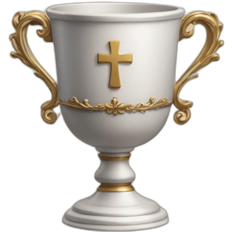 royal empty Christian cup for the winner with a cross on royal background emoji