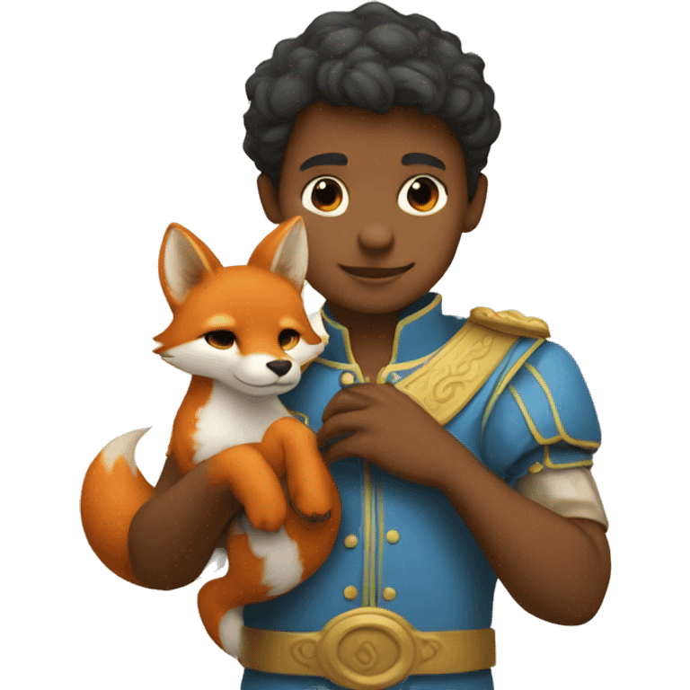 A little prince holds a fox in his arms emoji