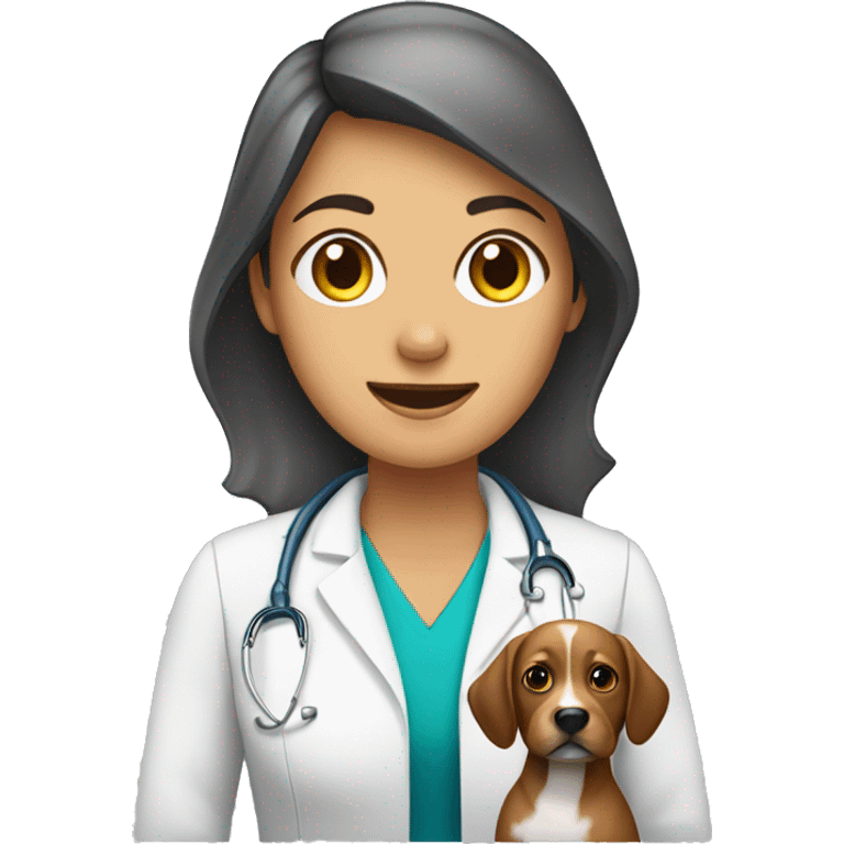 Mujer veterinaria con perro emoji