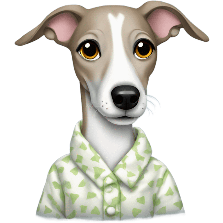 Whippet wearing pyjamas emoji