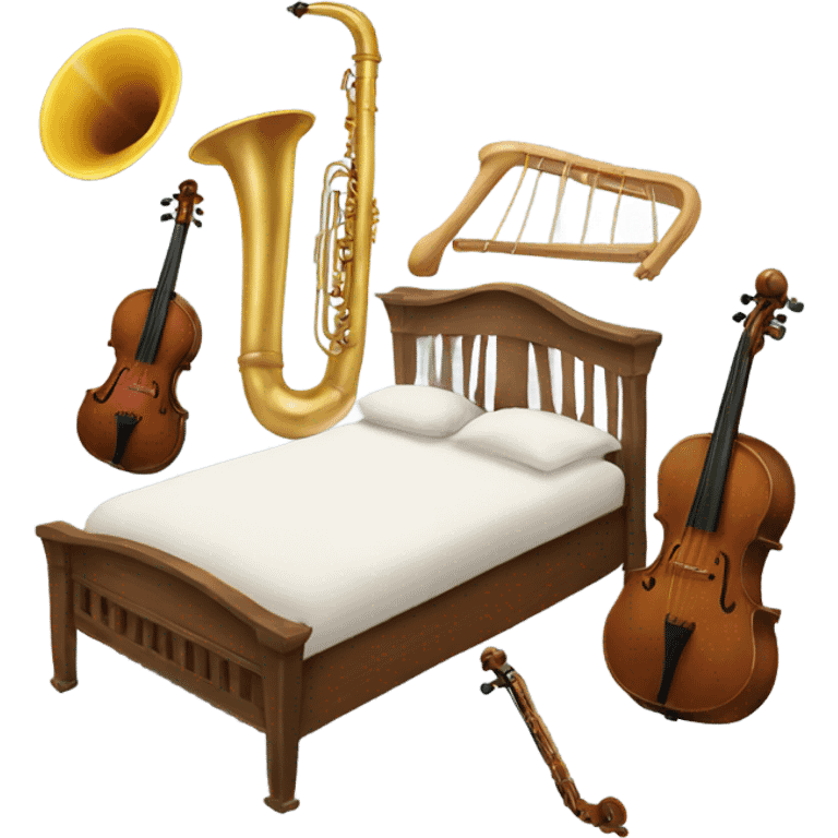 Living instruments on a bed emoji