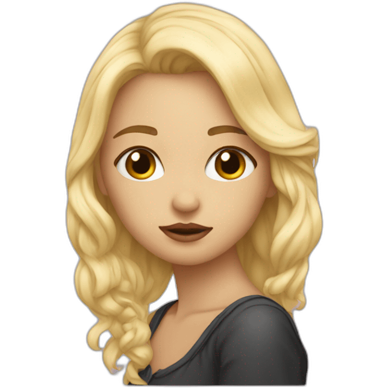 The woman blonde kiss the girl emoji