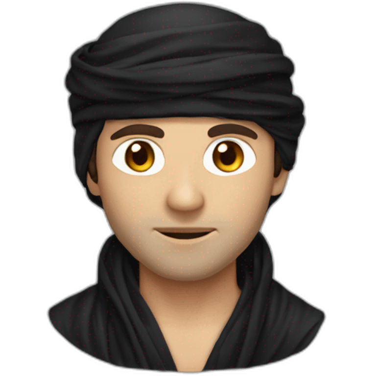 White Man wearing black omani musar, without side suspended cloth emoji