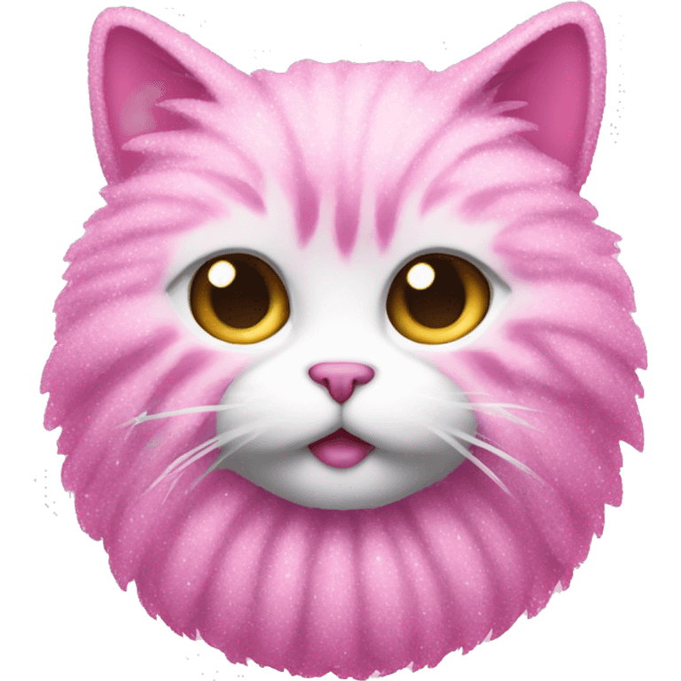 Pink glitter fluffy cat emoji