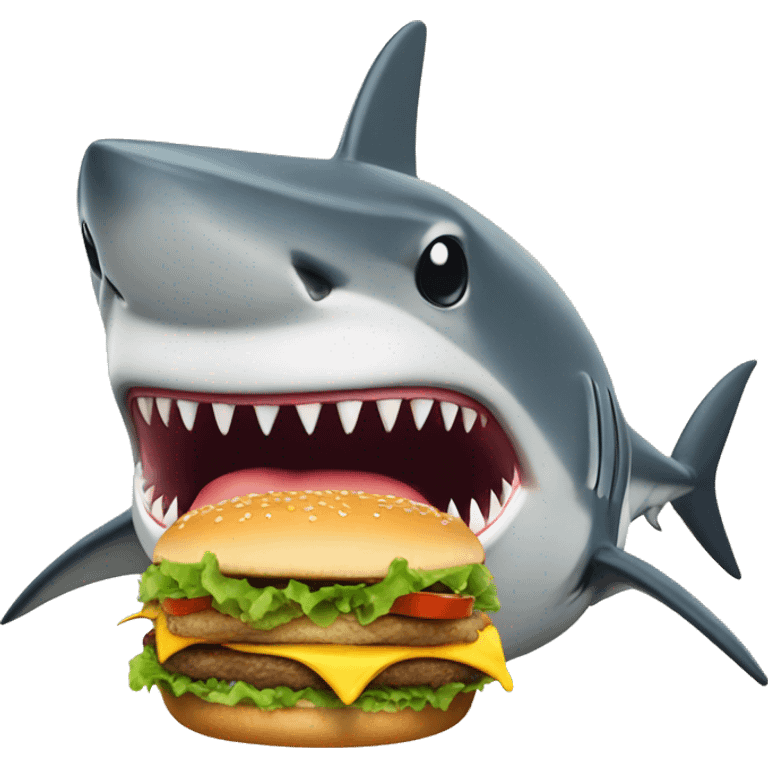 A shark eating a burger emoji