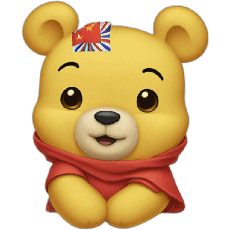 Chinese flag backed Winnie the pooh emoji