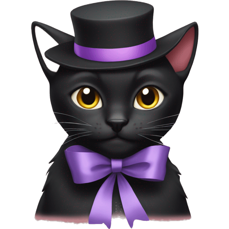 black cat with a ribbon on head emoji