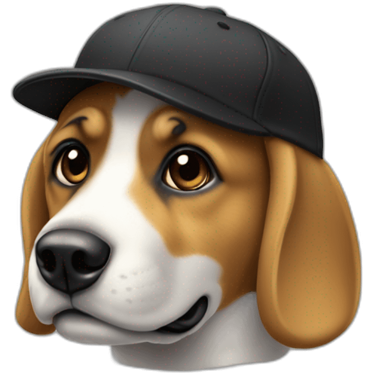 Chien noir avec une casquette emoji