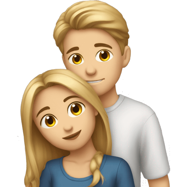 Girl kissing boy on cheek emoji